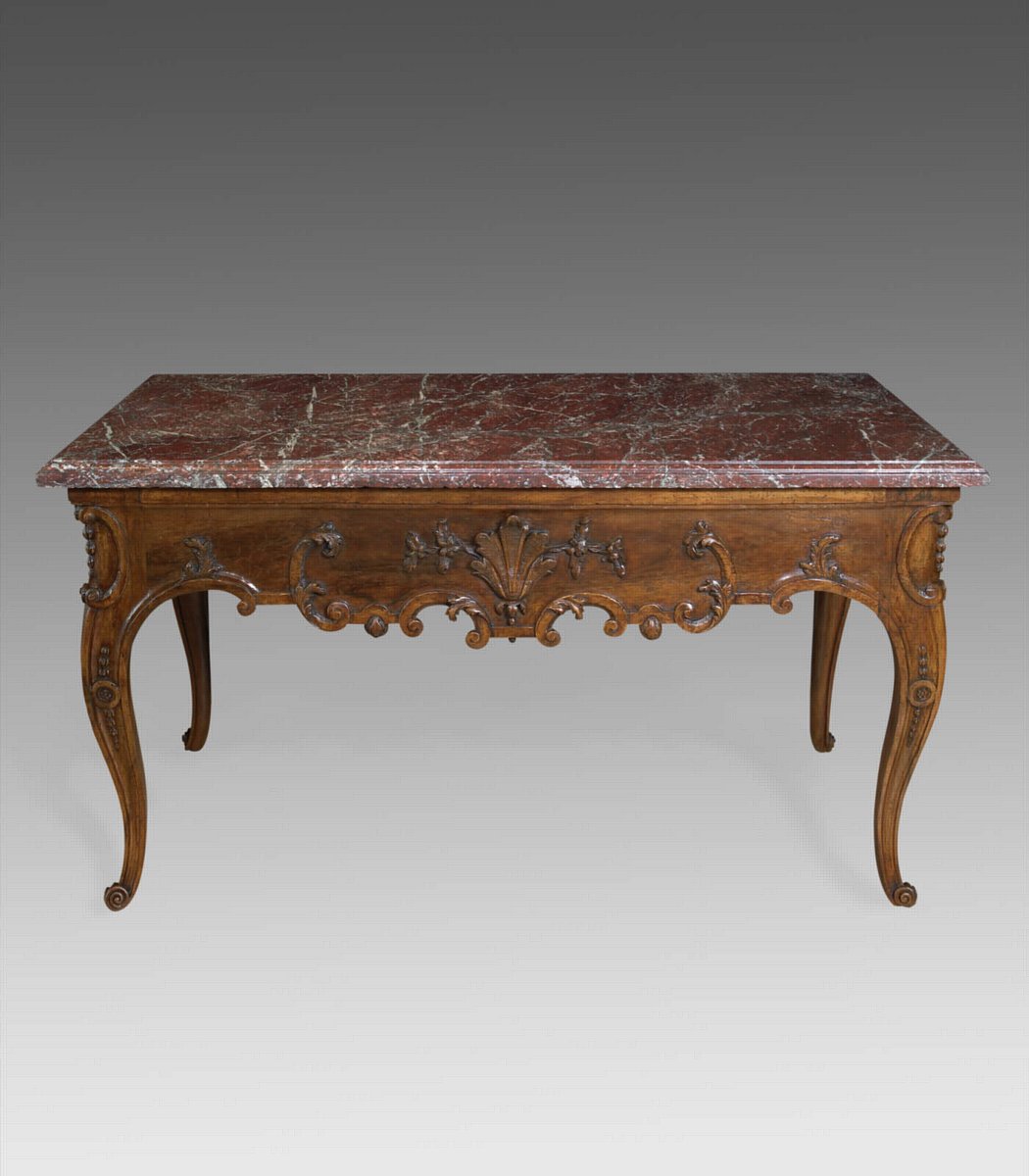 French Louis XV Period, Walnut Console Table Attributed to Pierre Hache
