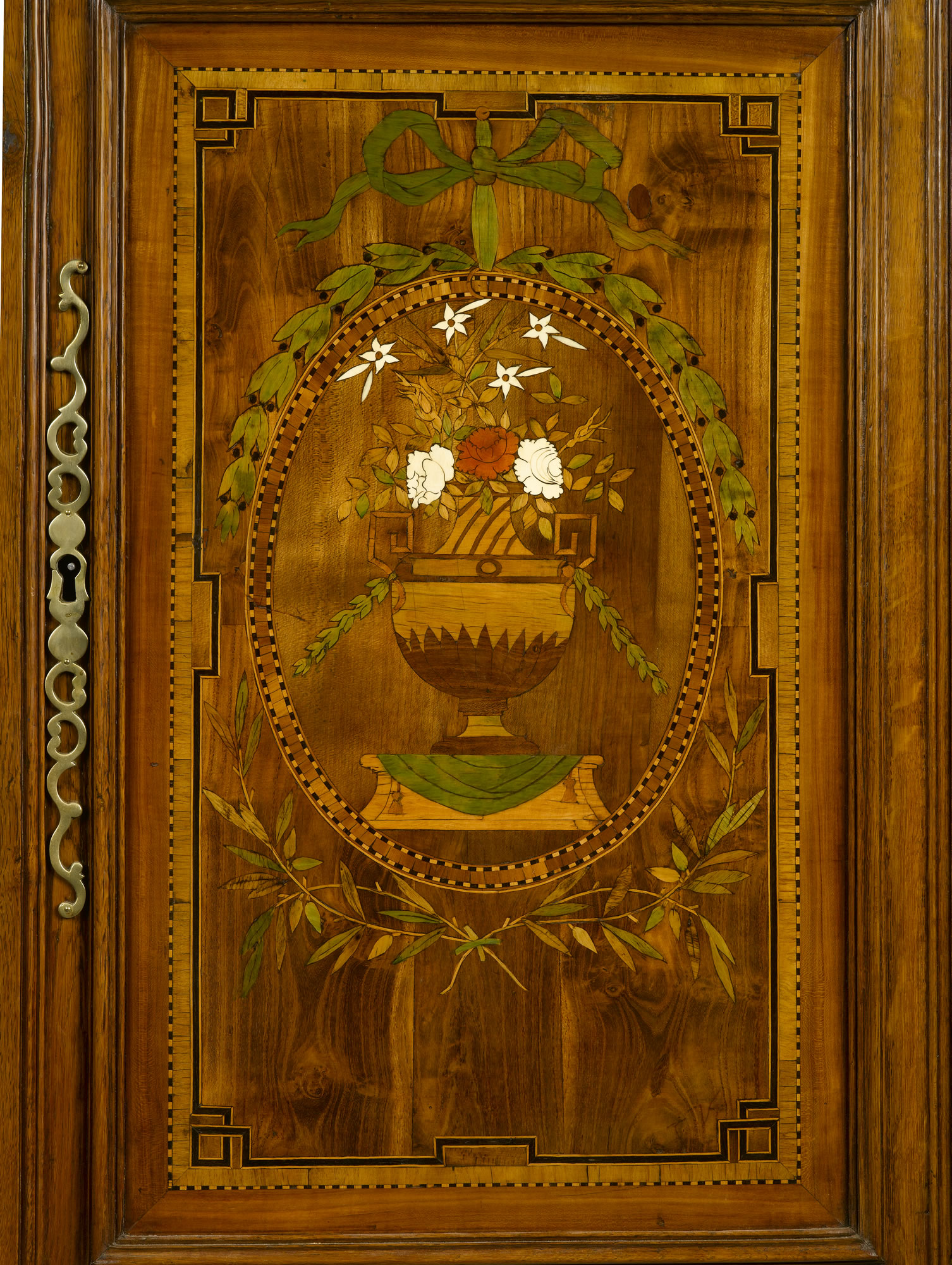 French, Late 18th Century, Fruitwood, Marquetry Armoire from Lorraine