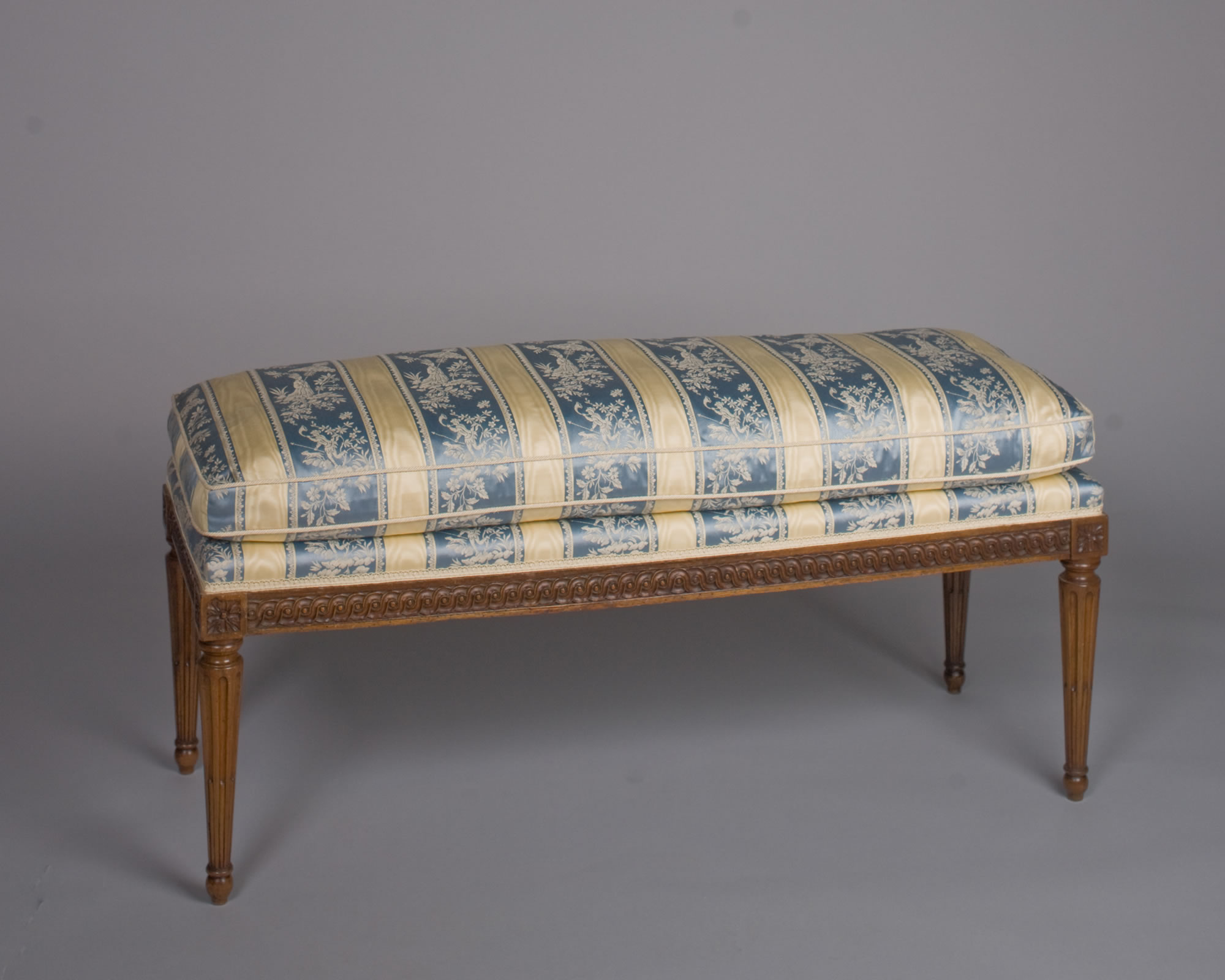 French Louis XVI Period, Beechwood Banquette Stamped by Jean-Baptiste Boulard
