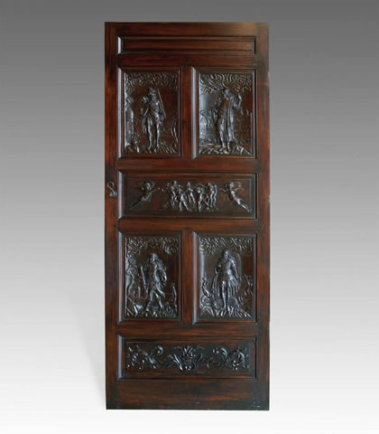 Belgian, 17th Century, Walnut Panels Incorporated into a Door - Click to enlarge and for full details.