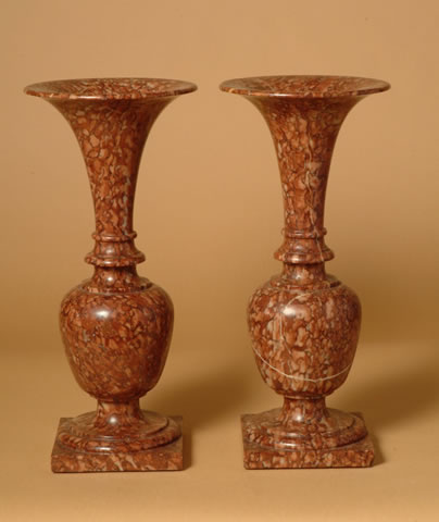 Pair of French, Late 19th/Early 20th Century, Turned Marble Vases - Click to enlarge and for full details.