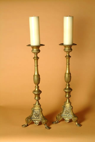 Pair of Italian, Brass Pricket Sticks  

 - Click to enlarge and for full details.