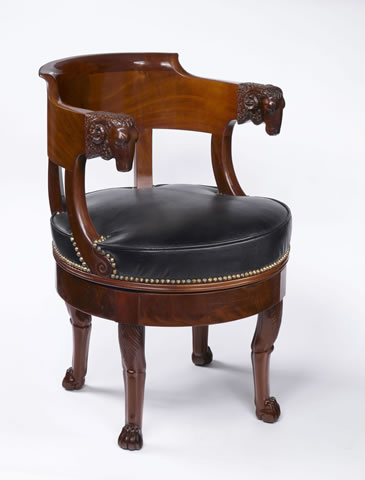 French Empire Period, Mahogany Fauteuil de Bureau à Assise Tournante Attributed to François-Honoré-Georges Jacob-Desmalter - Click to enlarge and for full details.