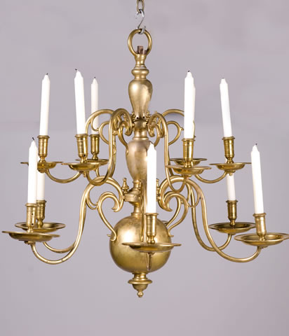 Two Dutch Baroque, Brass Chandeliers - Click to enlarge and for full details.
