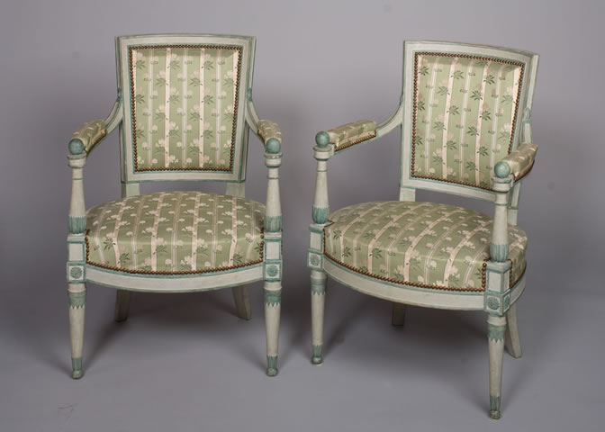Pair of French Late Louis XVI/Directoire Period, Beechwood Fauteuils - Click to enlarge and for full details.
